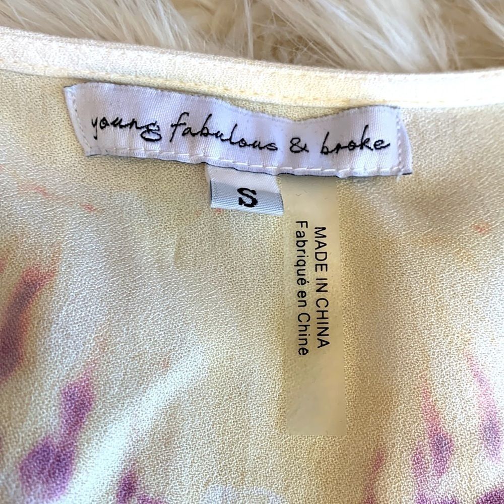 Young Fabulous & Broke Purple Yellow White Mauve Harvest Tie Dye Jillian Wrap SM - Picture 4 of 6